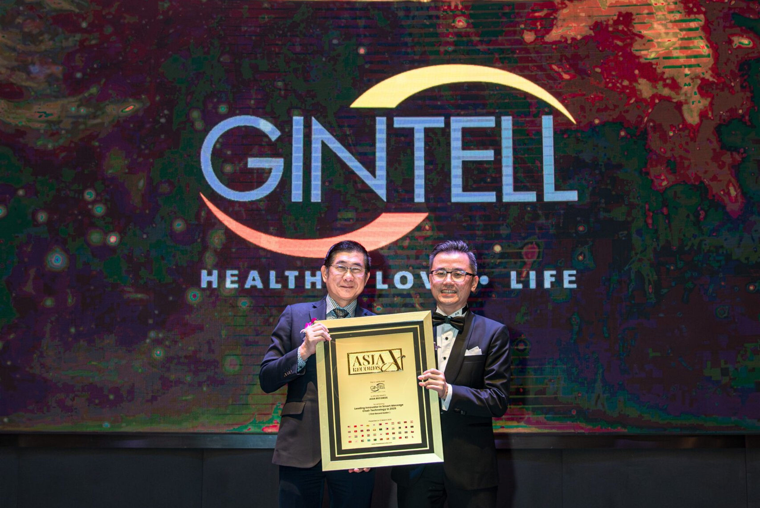 Gintell 荣获亚洲纪录认证 —— 荣膺"2025年智能按摩椅科技领先创新者"殊荣