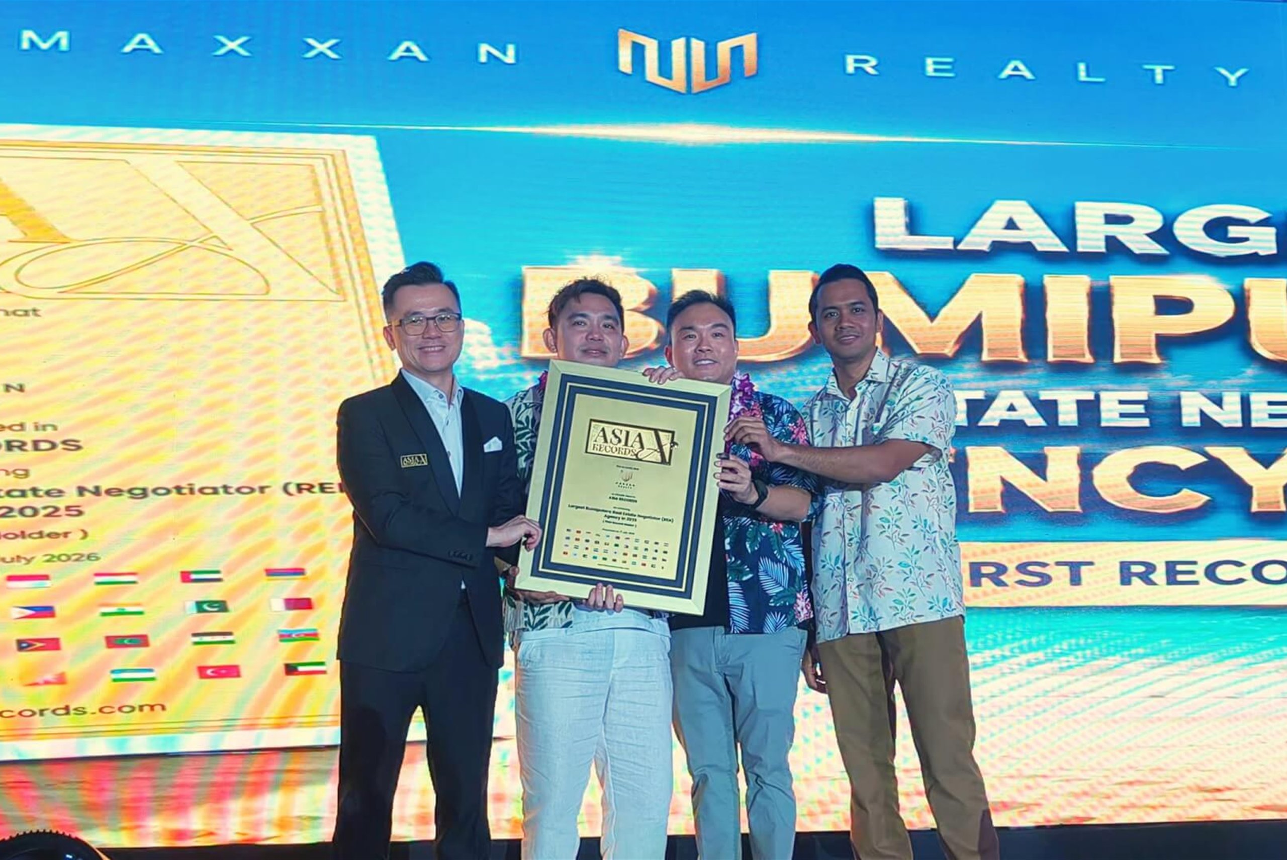 Maxxan Realty Honoured by Asia Record as the Largest Bumiputera Real Estate Negotiator (REN) Agency in 2025