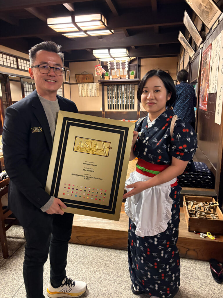 The official adjudicators from The Asia Records presenting Oldest Operating Japanese Restaurant in 2025