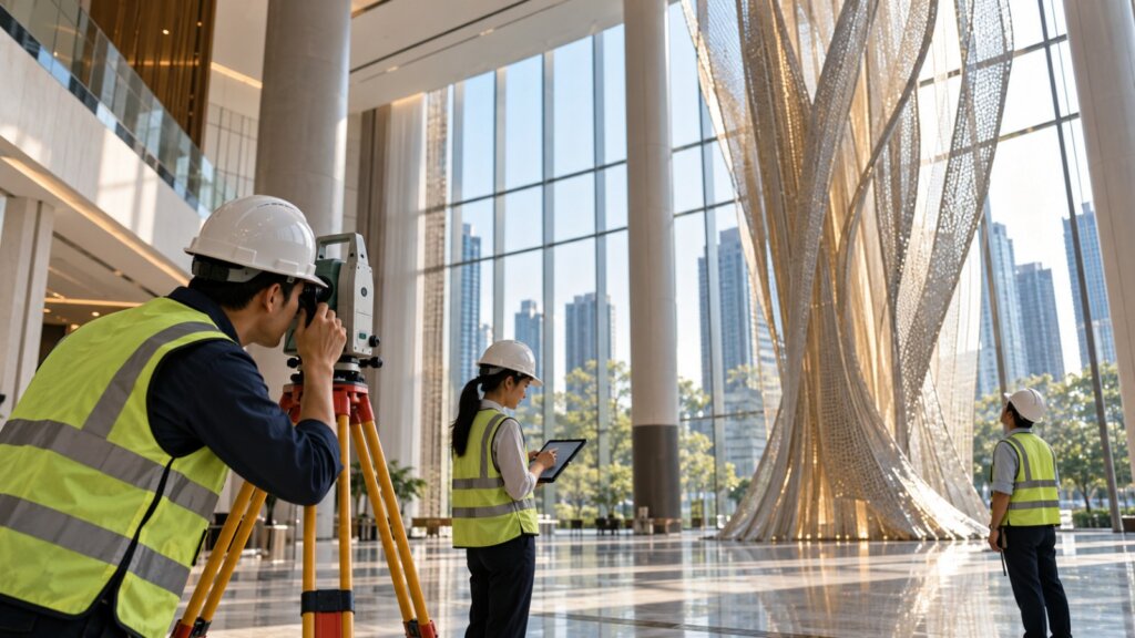 Professional team documenting a physical measurement for an Asia Record application